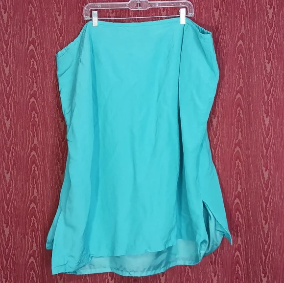 LEVINE CLASSIC 2 Piece Teal 3/4 Sleeve Collarless Button Skirt Suit Womes 20W/30 - Picture 6 of 16